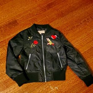 Girls bomber jacket with embroidered detail